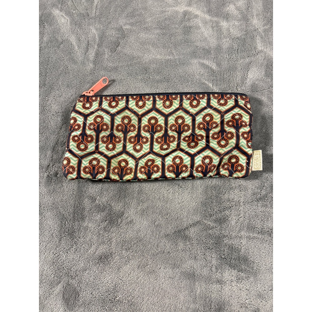 Cinda B Womens Quilted Zipper Pouch 9x4.5 Multicolor Geometric Travel Accessory